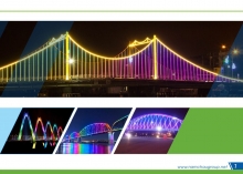 Lighting architecture of bridges, lakes and buildings